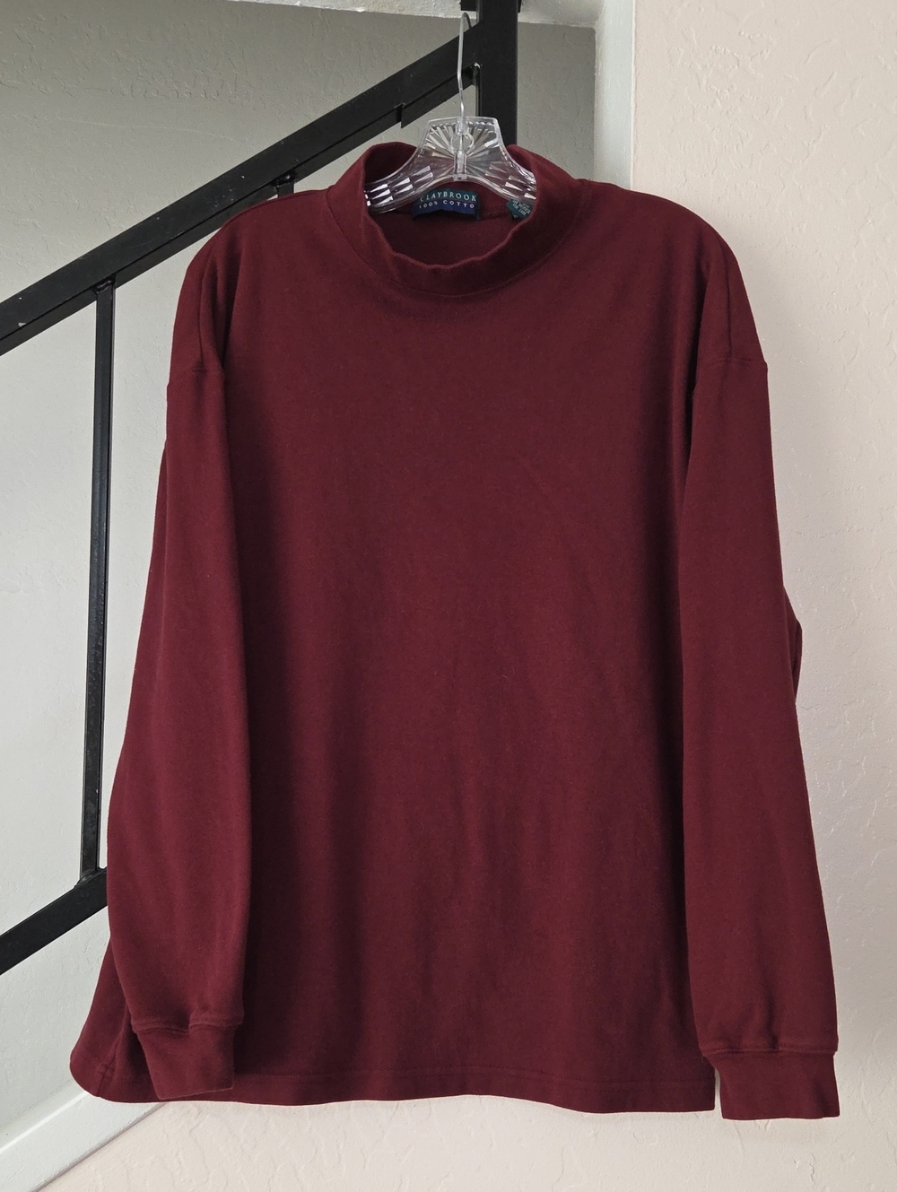 Claybrooke Men's Burgundy Mockneck Sweater Size L